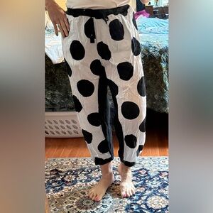 Peter Alexander Black and White Polka Dot Cropped Pants